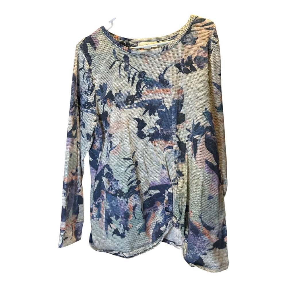 Christopher & Banks Floral Long Sleeve Knot Front Top Size M